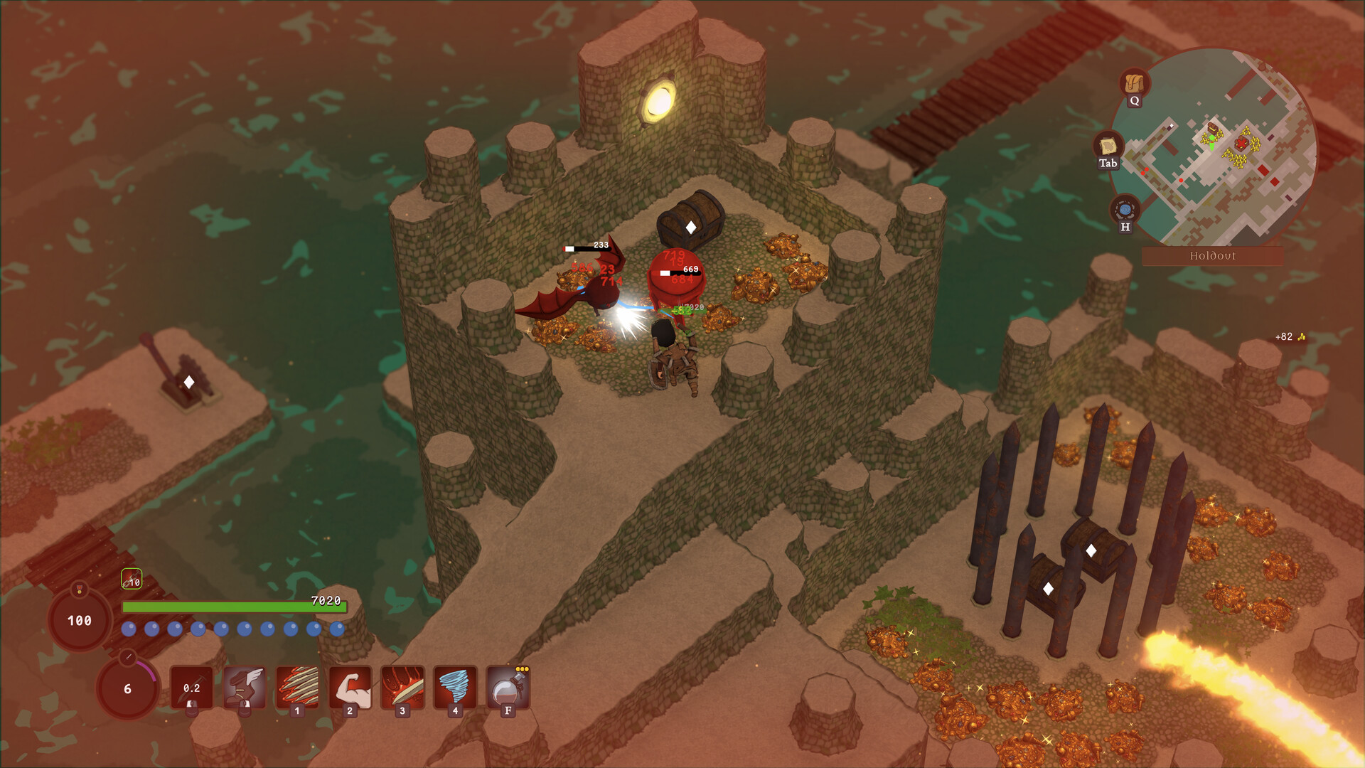 The Castle biome with red water.
