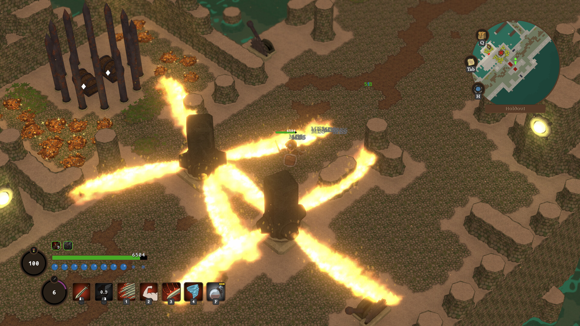 A Warrior sets an entire room on fire.